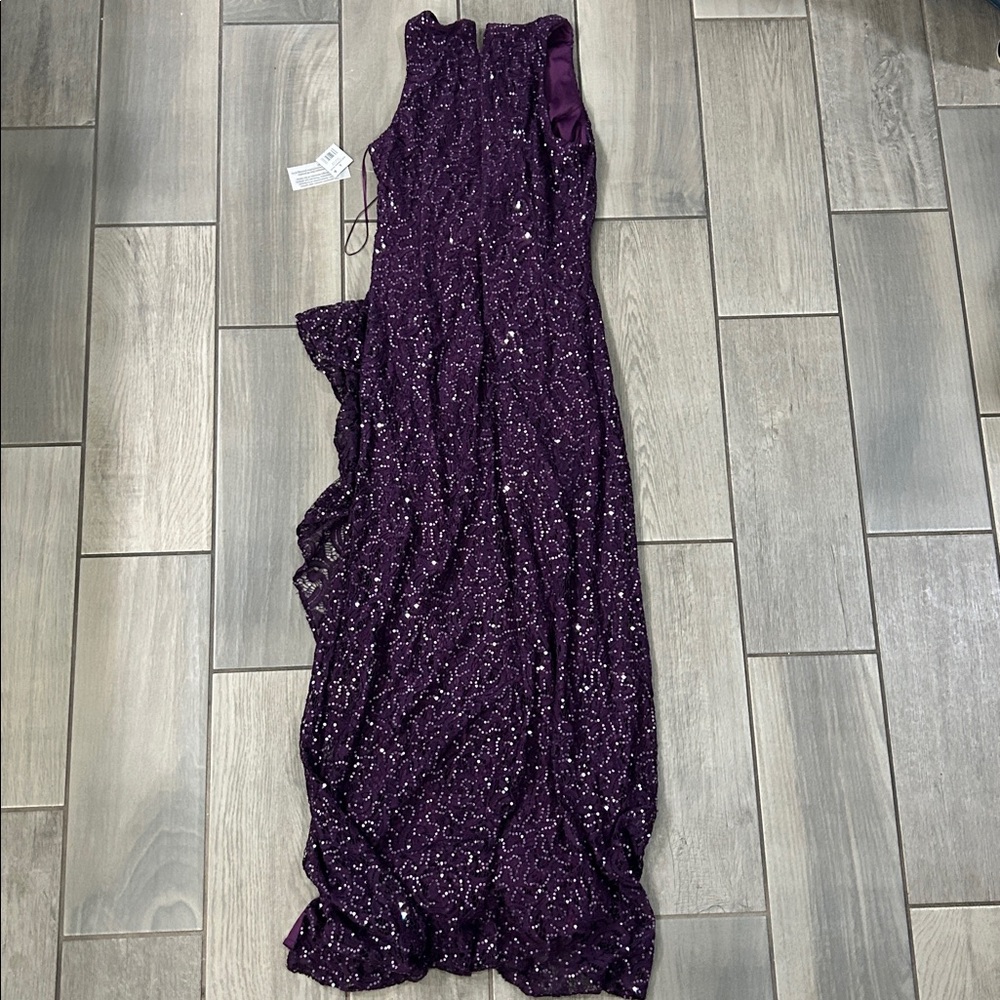Alex Evenings Womens Long Sleeveless W/Cascade Ruffle & Front Slit - Picture 7 of 8